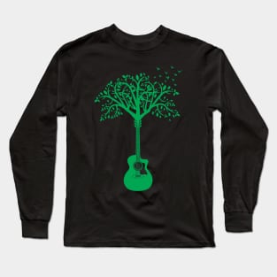 Acoustic Guitar Tree Green Long Sleeve T-Shirt